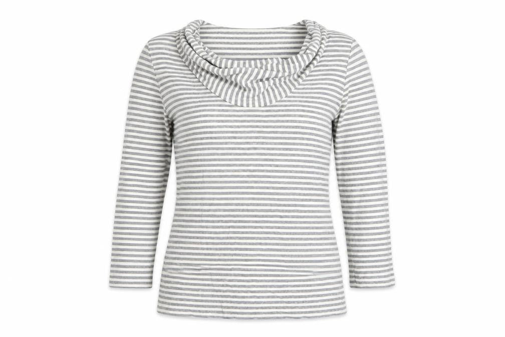 Phase Eight Women’s Grey Striped Cowl Neck 3/4 Sleeve Top Size 10