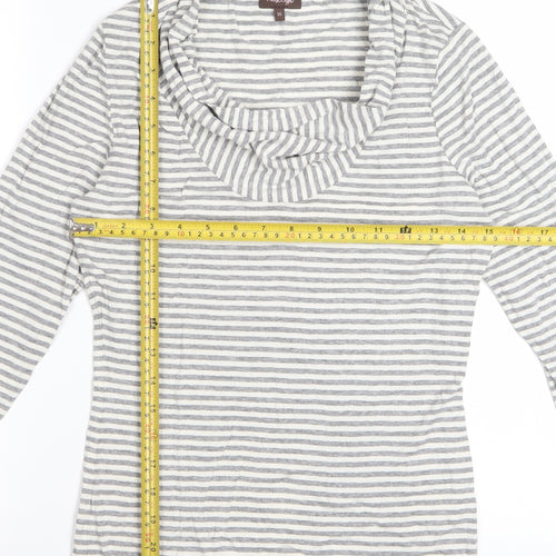 Phase Eight Women’s Grey Striped Cowl Neck 3/4 Sleeve Top Size 10