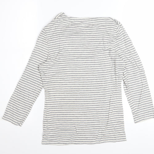 Phase Eight Women’s Grey Striped Cowl Neck 3/4 Sleeve Top Size 10