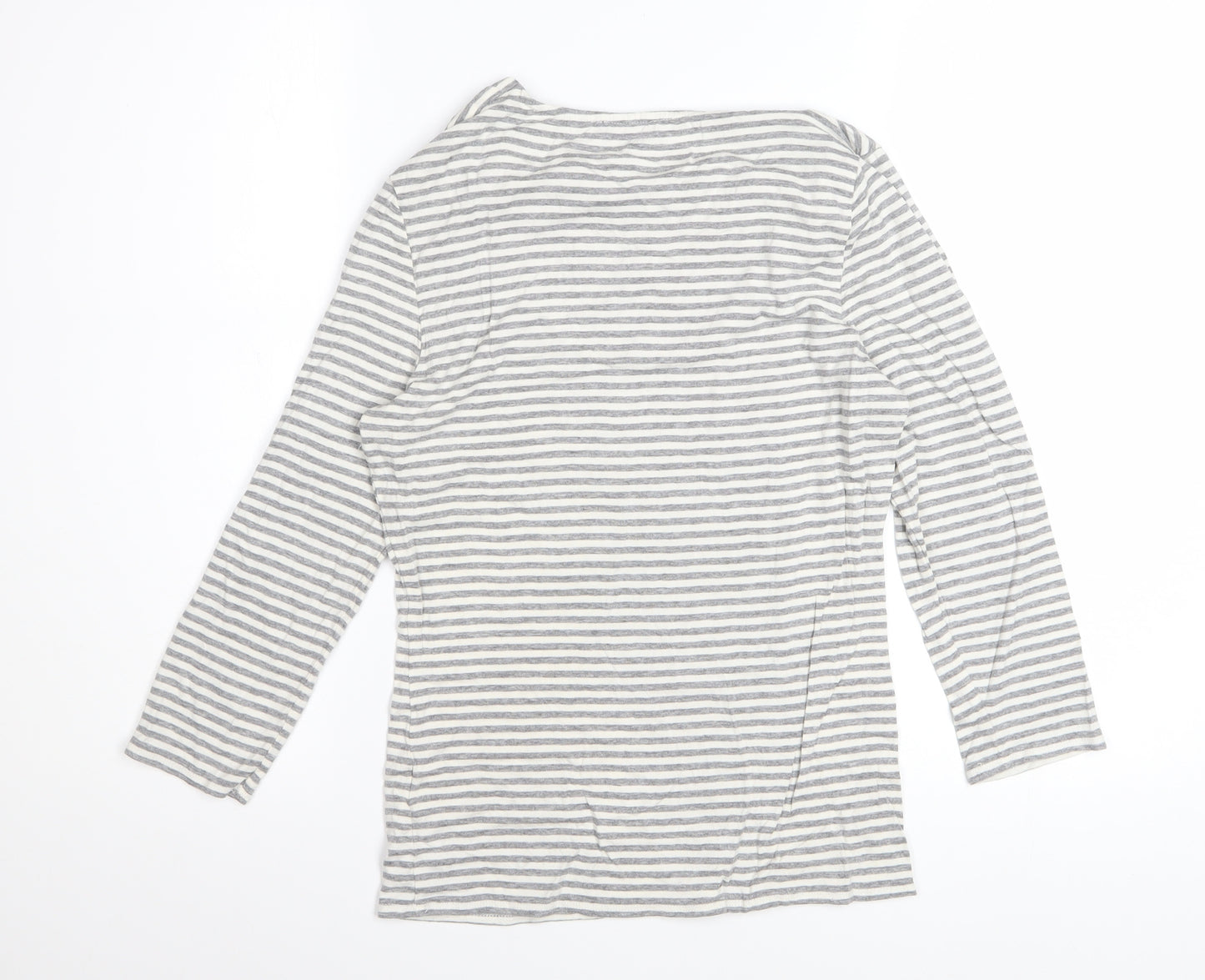 Phase Eight Women’s Grey Striped Cowl Neck 3/4 Sleeve Top Size 10