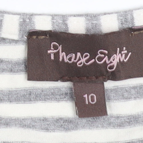 Phase Eight Women’s Grey Striped Cowl Neck 3/4 Sleeve Top Size 10