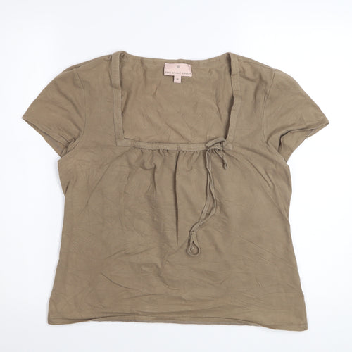 Fenn Wright Manson Women's Brown Short Sleeve Square Neck Tunic Blouse Size 16
