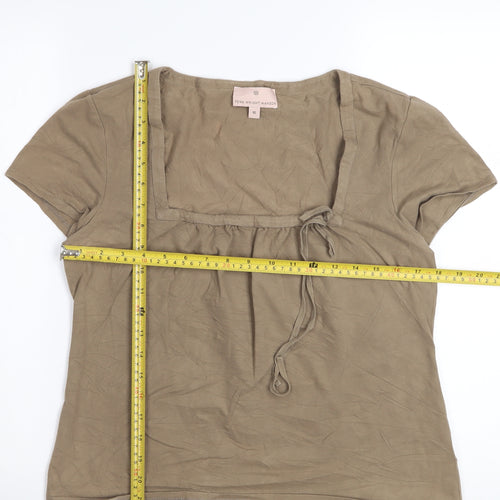 Fenn Wright Manson Women's Brown Short Sleeve Square Neck Tunic Blouse Size 16