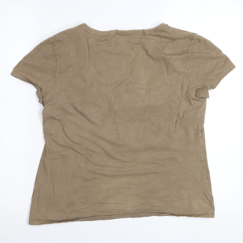 Fenn Wright Manson Women's Brown Short Sleeve Square Neck Tunic Blouse Size 16