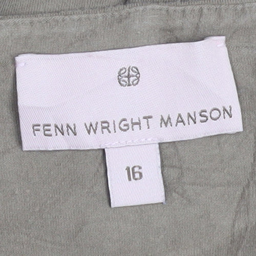 Fenn Wright Manson Women's Brown Short Sleeve Square Neck Tunic Blouse Size 16