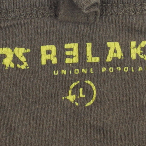 RS Relakz Men's Brown Graphic Print Crew Neck T-Shirt Size L