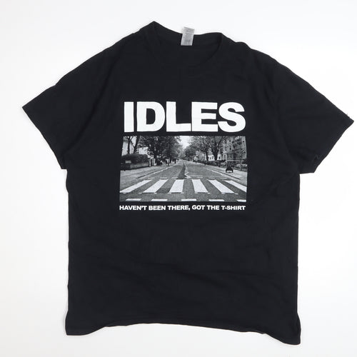 Gildan Mens Black IDLES Band Graphic Cotton T-Shirt Size L