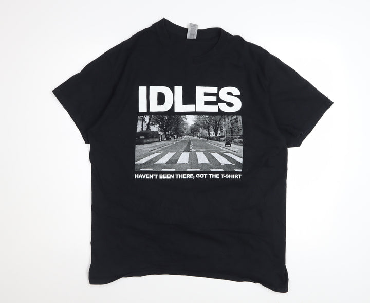 Gildan Mens Black IDLES Band Graphic Cotton T-Shirt Size L