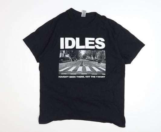 Gildan Mens Black IDLES Band Graphic Cotton T-Shirt Size L