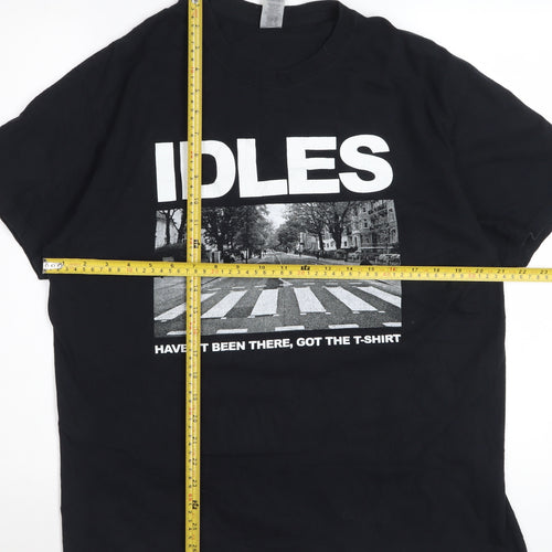 Gildan Mens Black IDLES Band Graphic Cotton T-Shirt Size L