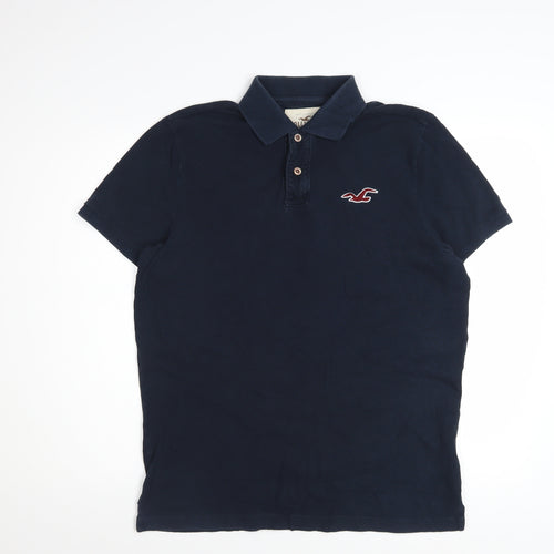 Hollister Men's Blue XL Slim Fit Cotton Polo Shirt
