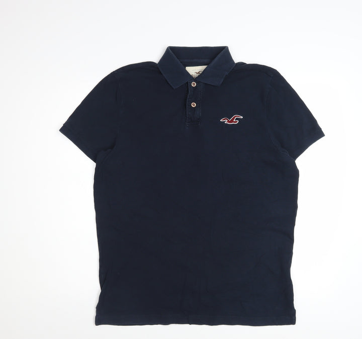 Hollister Men's Blue XL Slim Fit Cotton Polo Shirt