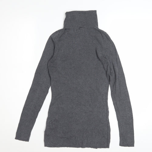 Jigsaw Women’s Grey Silk Cotton Roll Neck Jumper Size S