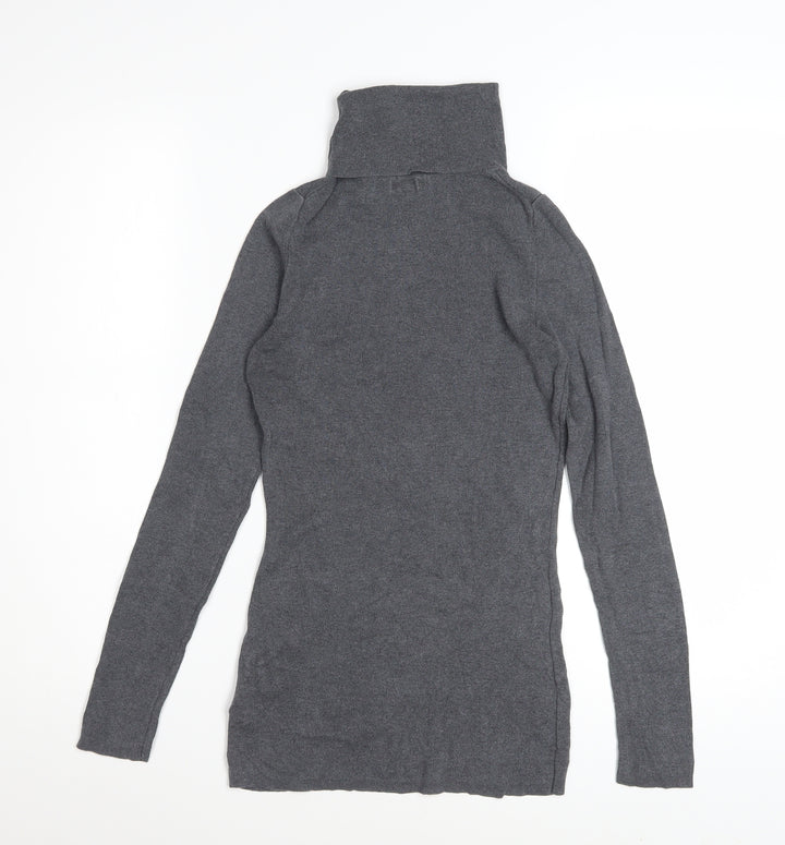 Jigsaw Women’s Grey Silk Cotton Roll Neck Jumper Size S