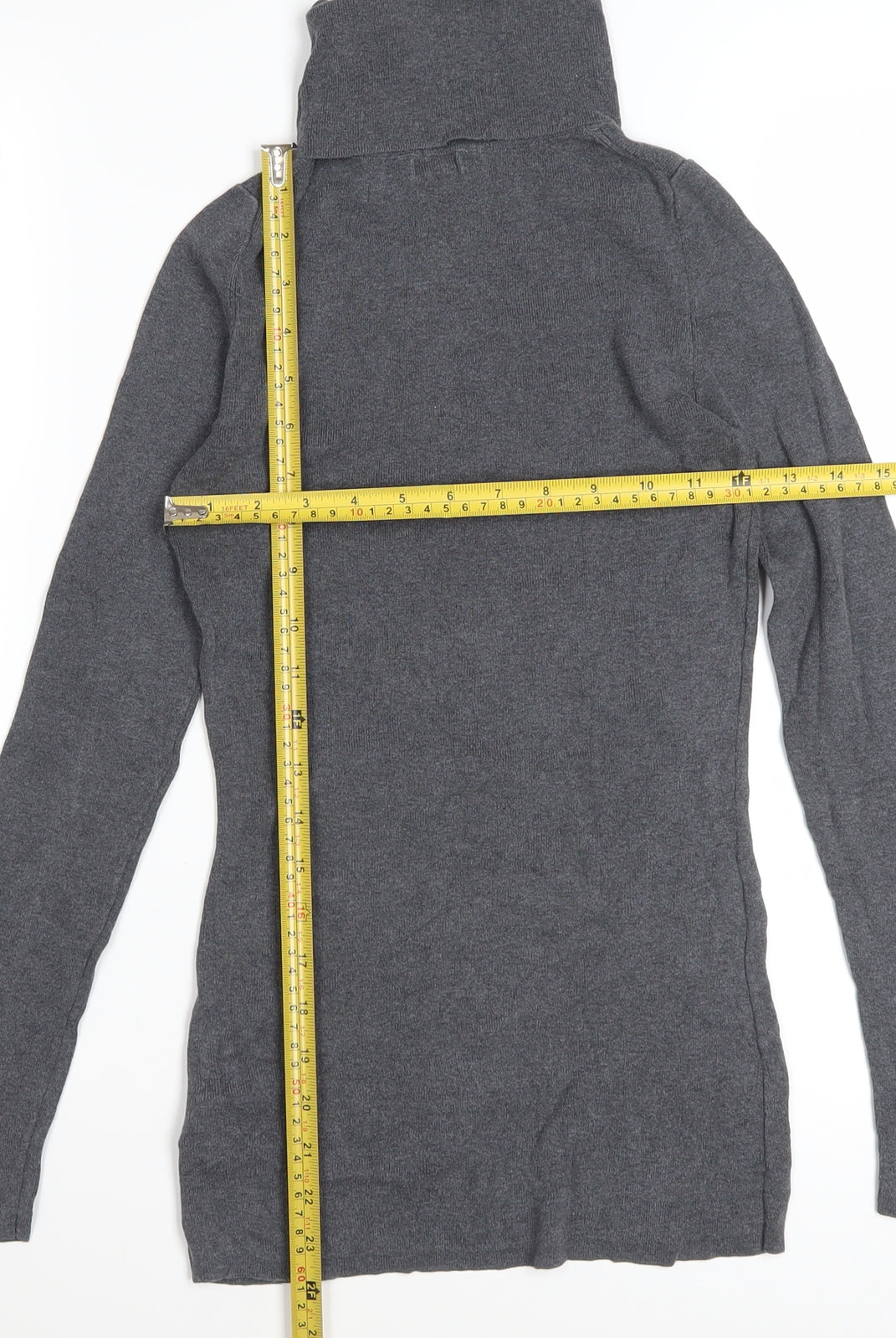 Jigsaw Women’s Grey Silk Cotton Roll Neck Jumper Size S