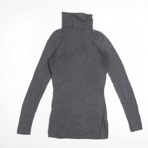 Jigsaw Women’s Grey Silk Cotton Roll Neck Jumper Size S