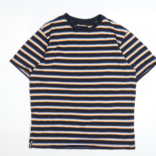 Threadbare Men's Multicoloured Striped Crew Neck Cotton T-Shirt Size M