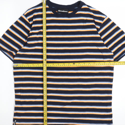 Threadbare Men's Multicoloured Striped Crew Neck Cotton T-Shirt Size M