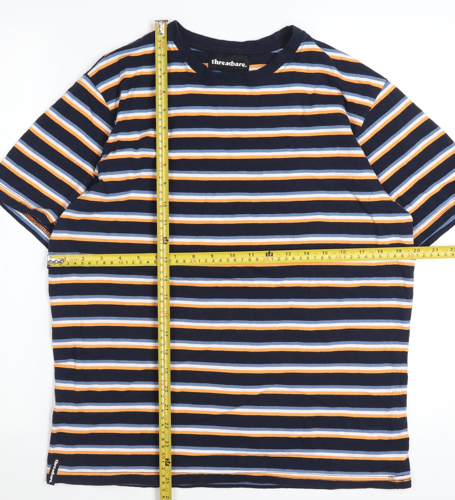 Threadbare Men's Multicoloured Striped Crew Neck Cotton T-Shirt Size M