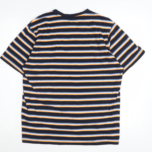 Threadbare Men's Multicoloured Striped Crew Neck Cotton T-Shirt Size M