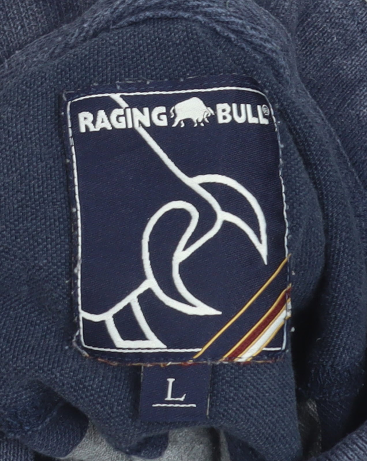 Raging Bull Men's Blue Striped Cotton Polo Shirt Size L