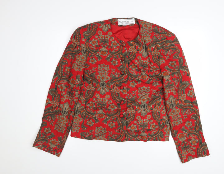 Evan-Picone Womens Red Floral Rayon Lined Blazer Size 10