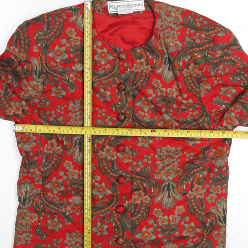 Evan-Picone Womens Red Floral Rayon Lined Blazer Size 10