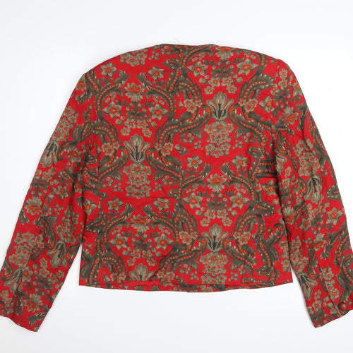 Evan-Picone Womens Red Floral Rayon Lined Blazer Size 10