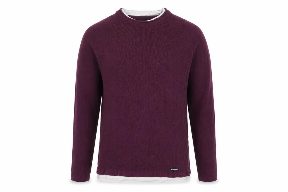 Front view of Threadbare Men's Purple Cotton Blend Crew Neck Jumper, size S