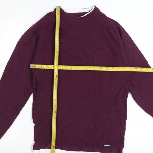 Threadbare Men's Purple Cotton Blend Crew Neck Jumper Size S