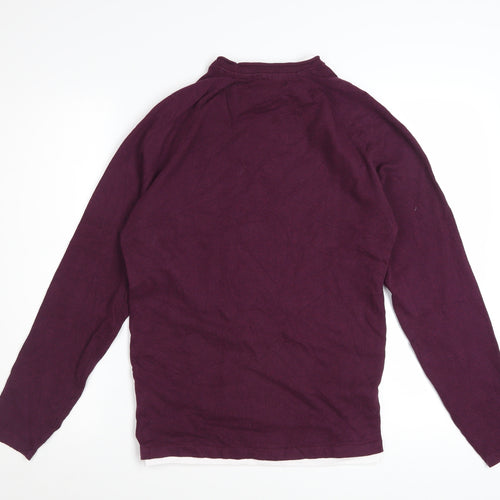 Threadbare Men's Purple Cotton Blend Crew Neck Jumper Size S