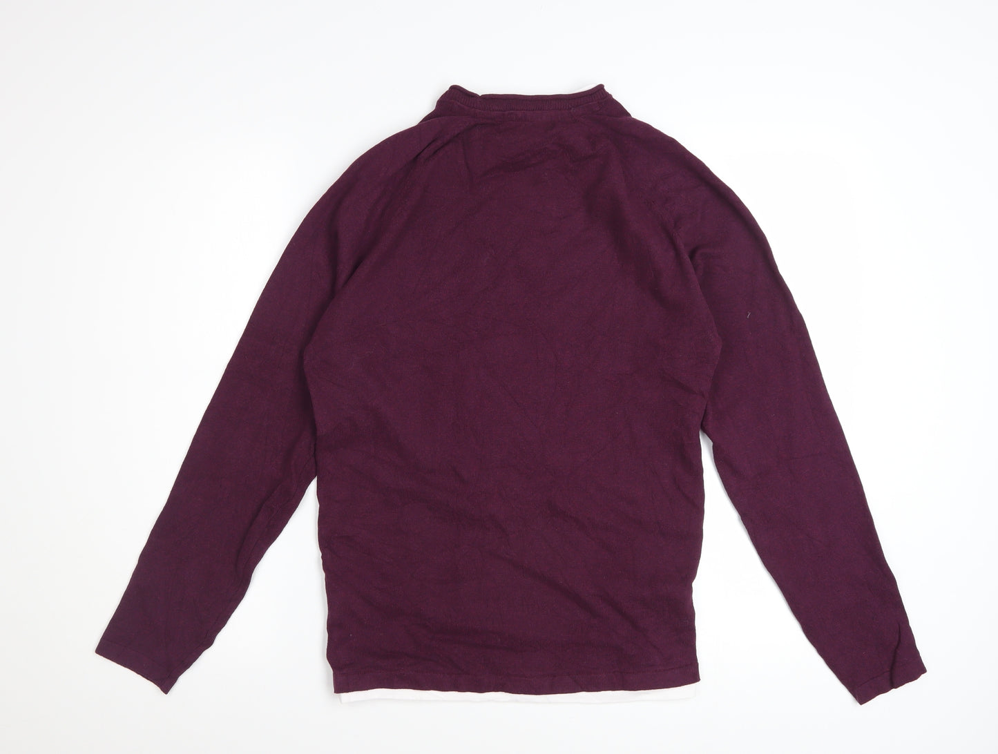 Threadbare Men's Purple Cotton Blend Crew Neck Jumper Size S