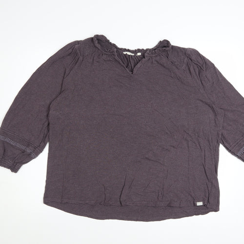 Fat Face Womens Purple 3/4 Sleeve V-Neck Tunic Blouse Size 18