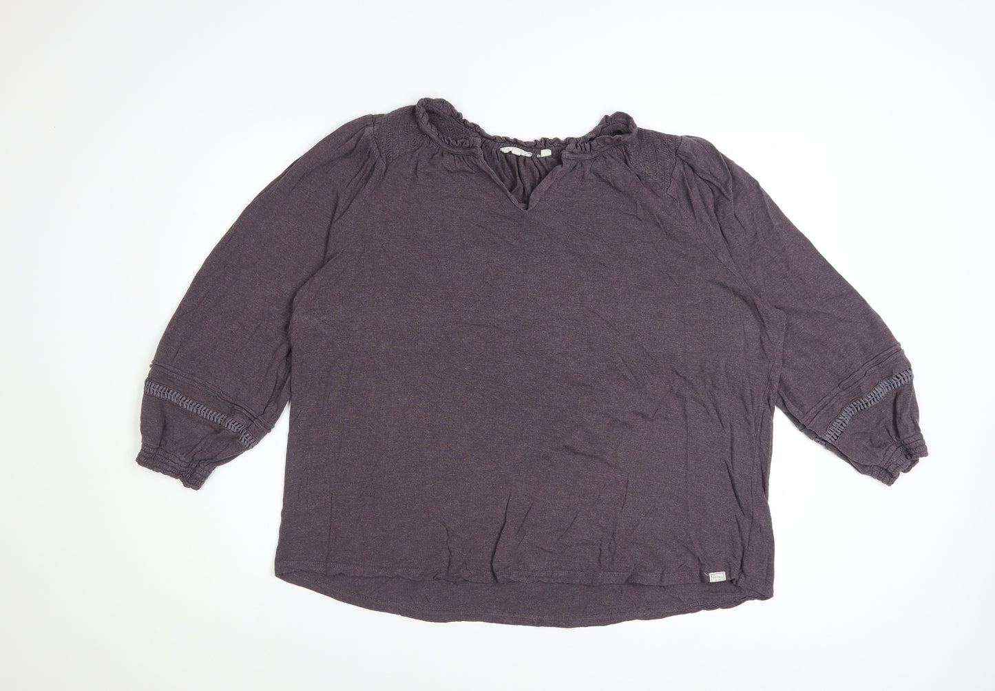 Fat Face Womens Purple 3/4 Sleeve V-Neck Tunic Blouse Size 18