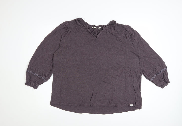 Fat Face Womens Purple 3/4 Sleeve V-Neck Tunic Blouse Size 18