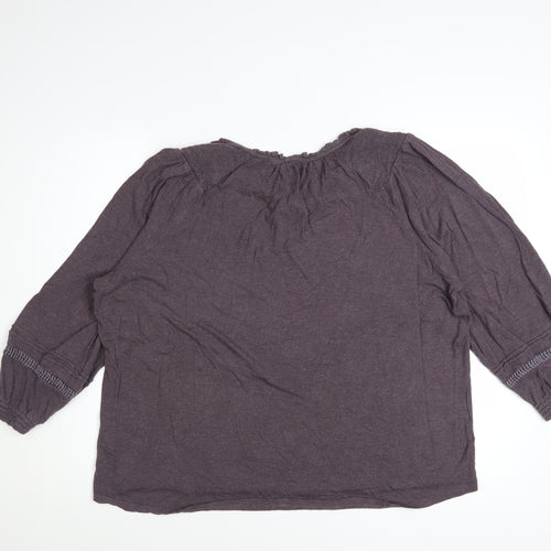 Fat Face Womens Purple 3/4 Sleeve V-Neck Tunic Blouse Size 18