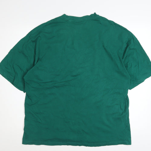 Collusion Men's Green Relaxed Fit Crew Neck Cotton T-Shirt L
