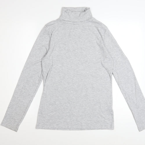 White Stuff Women Grey Roll Neck Long Sleeve Basic Top Size 16