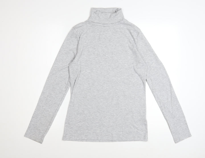 White Stuff Women Grey Roll Neck Long Sleeve Basic Top Size 16