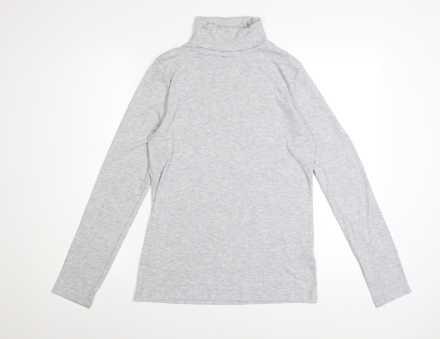 White Stuff Women Grey Roll Neck Long Sleeve Basic Top Size 16
