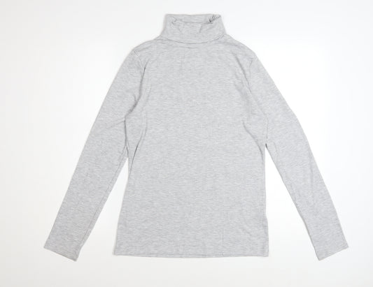 White Stuff Women Grey Roll Neck Long Sleeve Basic Top Size 16