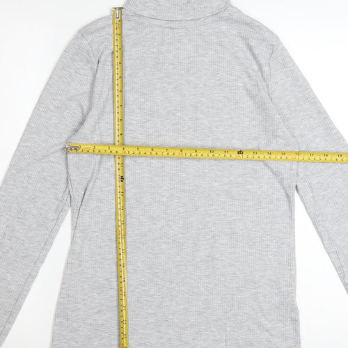 White Stuff Women Grey Roll Neck Long Sleeve Basic Top Size 16