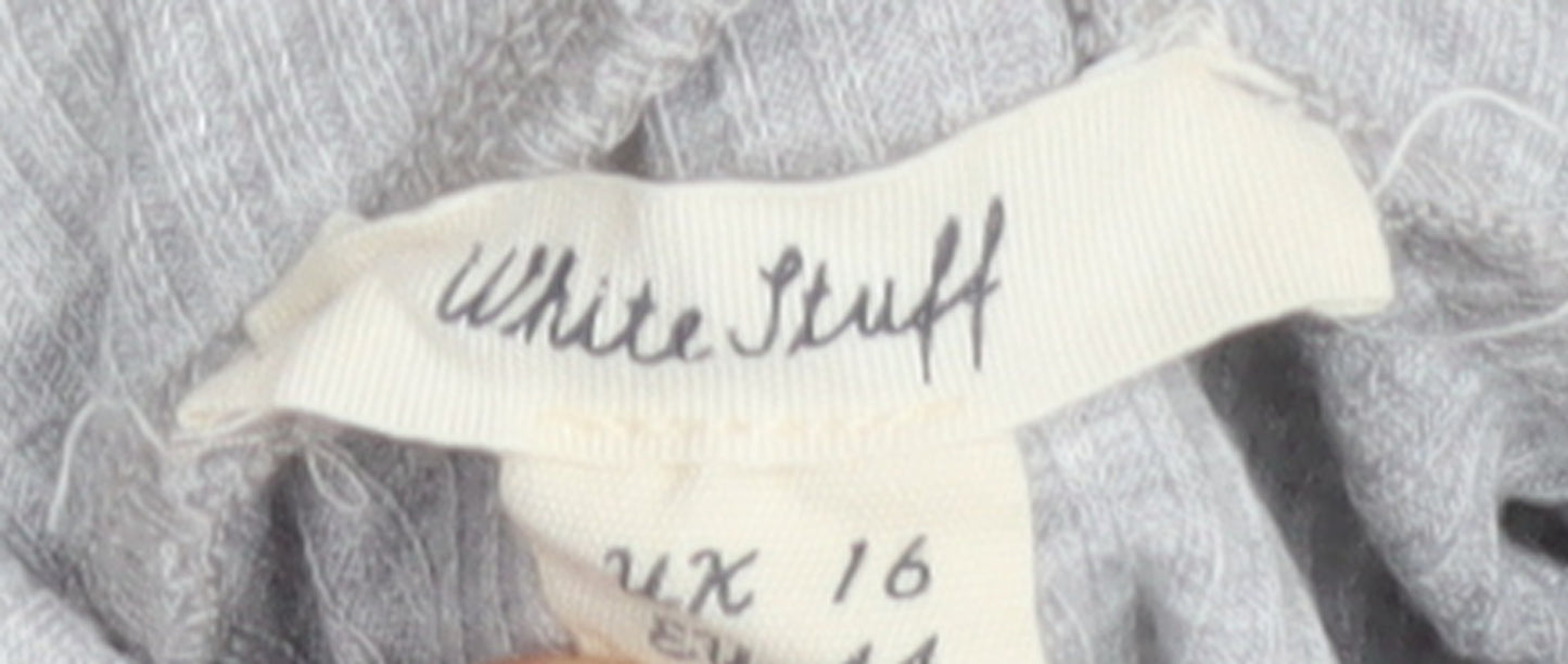 White Stuff Women Grey Roll Neck Long Sleeve Basic Top Size 16