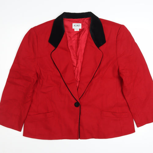 Koret Petites Women Red Wool Blazer Size 16 Classic Single-Breasted Jacket