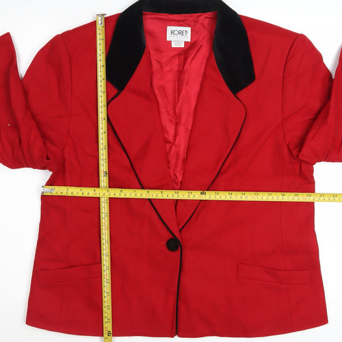 Koret Petites Women Red Wool Blazer Size 16 Classic Single-Breasted Jacket