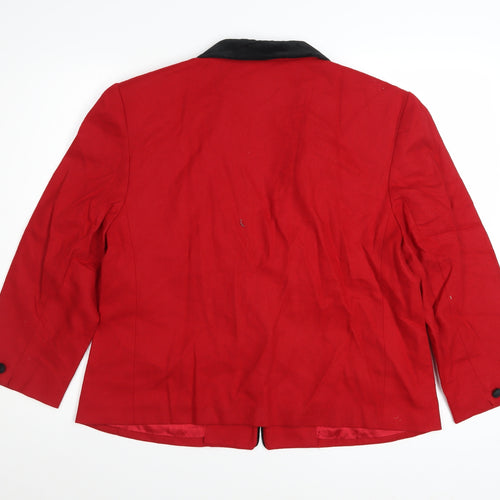 Koret Petites Women Red Wool Blazer Size 16 Classic Single-Breasted Jacket
