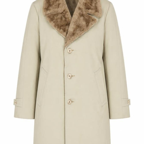 Cresco Women Beige Faux Fur Collar Button Overcoat Size 12