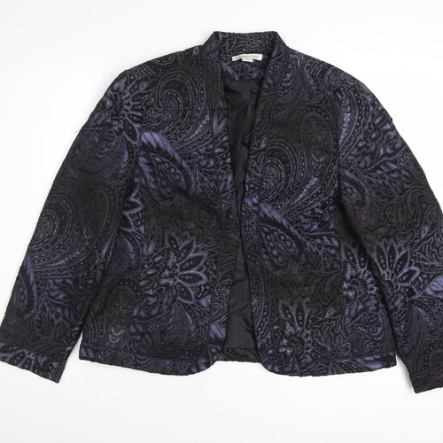 Coldwater Creek Women's Purple Paisley Velvet Jacket Size 12 Petite
