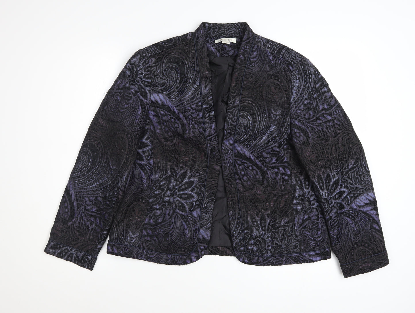 Coldwater Creek Women's Purple Paisley Velvet Jacket Size 12 Petite