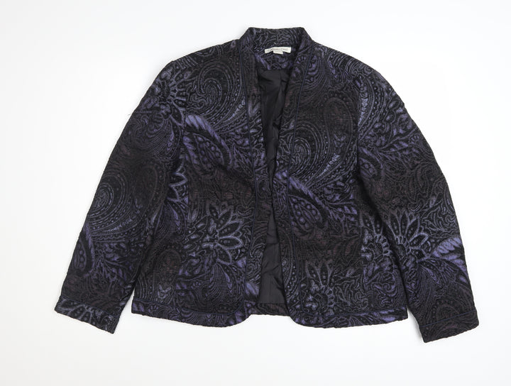 Coldwater Creek Women's Purple Paisley Velvet Jacket Size 12 Petite